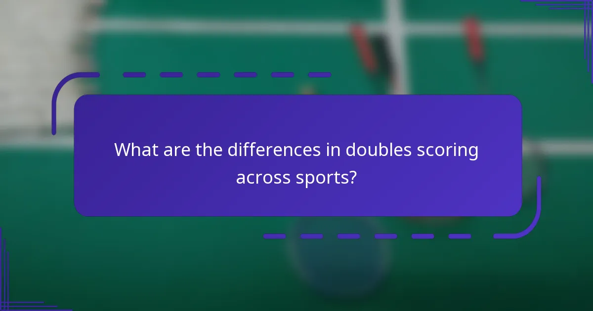 ¿Cuáles son las diferencias en la puntuación de dobles entre deportes?